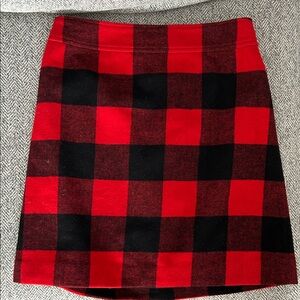 J. Crew Factory Red and Black Checkered Mini Skirt